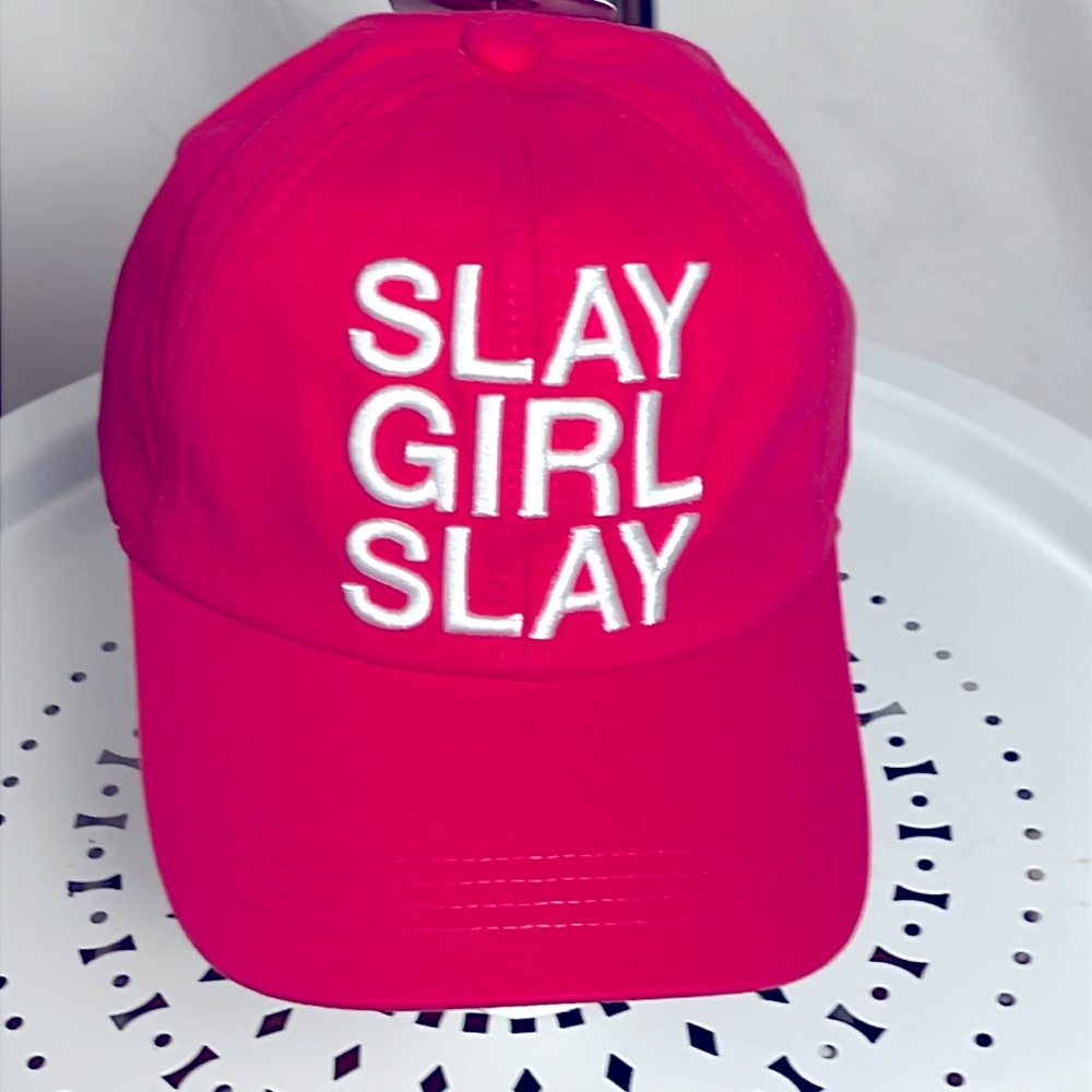 NWT Queer Eye “Slay girl slay” fuschia ball cap with embroidery unisex